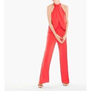 Chicos Women's Pant Jumpsuit Halter Neck Sleeveless Stretch Zip Orange Sz XL NEW
